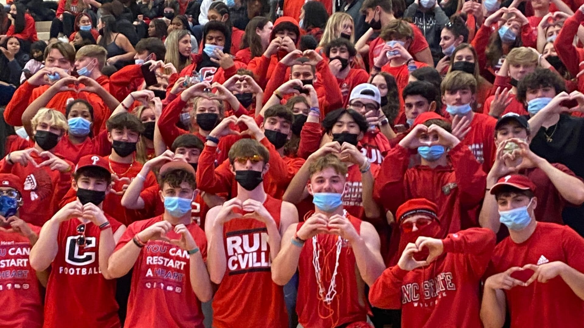 Students at Coatesville Basketball game Aidan's Heart Foundation Red Out event